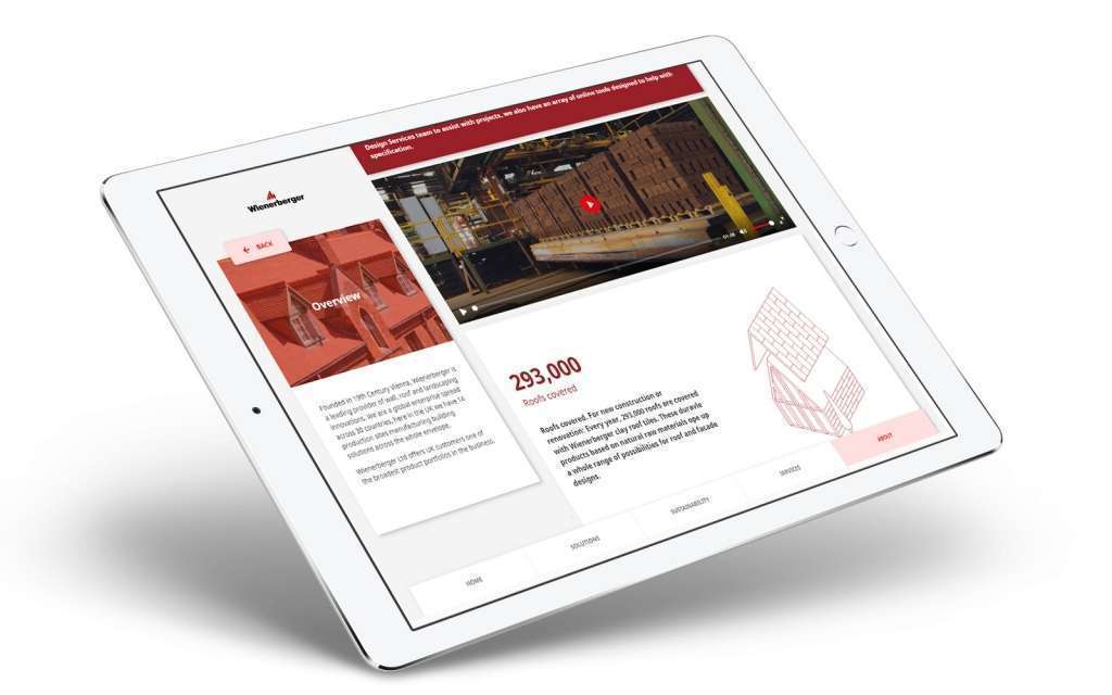 Wienerberger sales enablement app displayed on white iPad